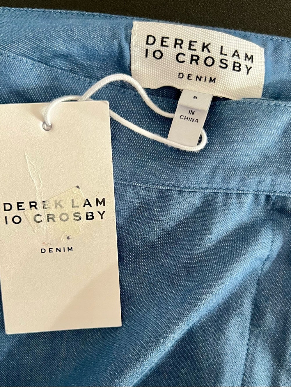 DEREK LAM 10 CROSBY Eli Medium Blue Wide Leg Pants - Picture 4 of 8